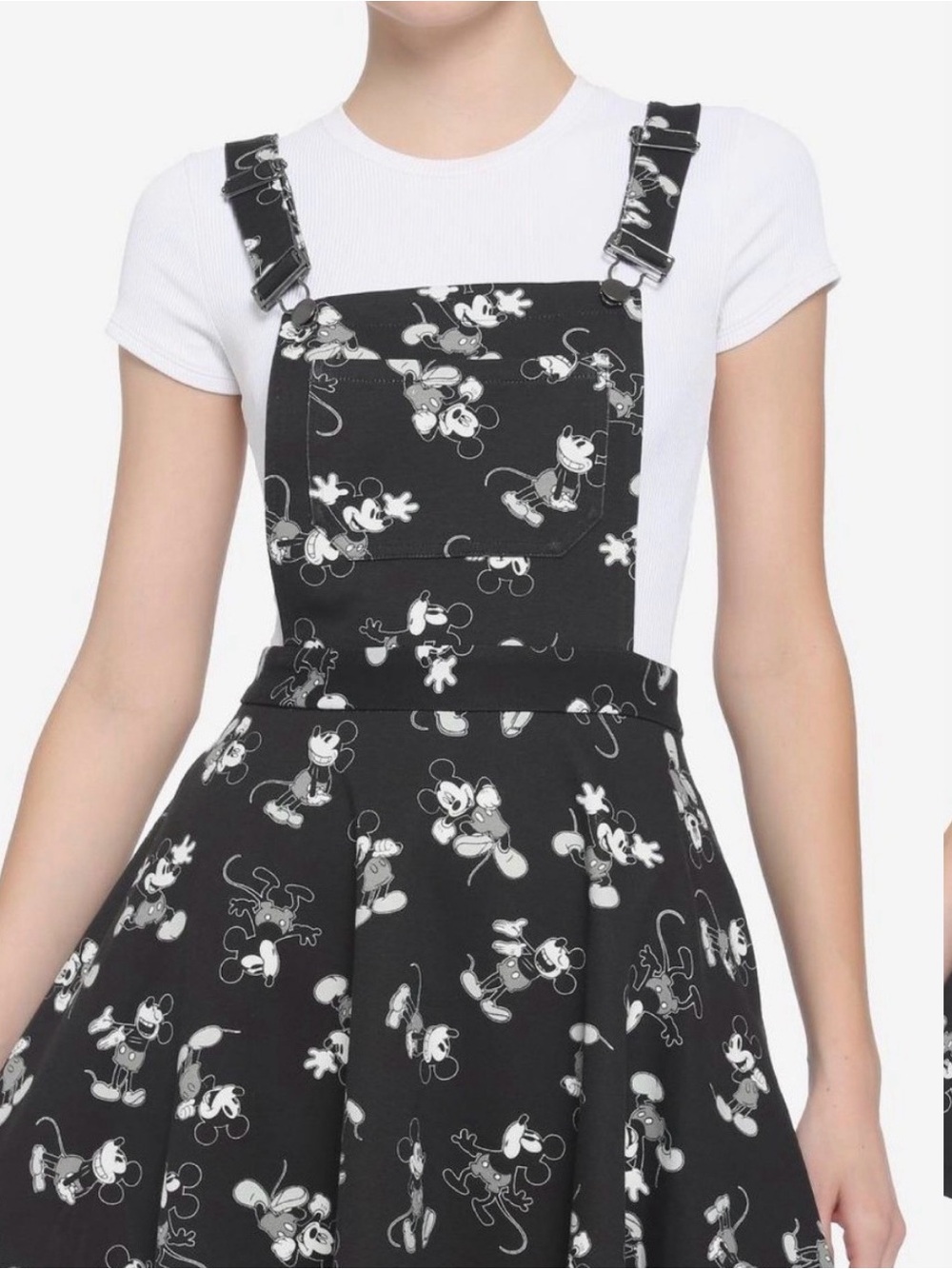 Her Universe Hot Topic Mickey Mouse Black and White Skirtall Overall Medium